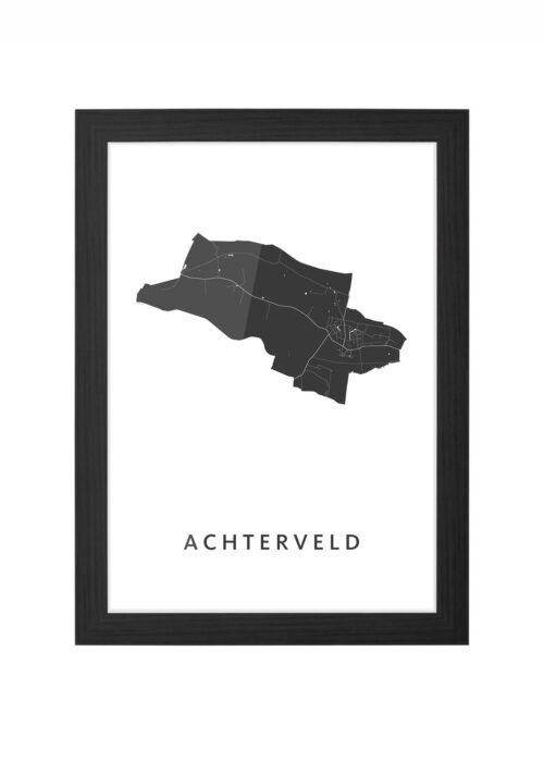 achterveld kaart poster ingelijst in zwarte lijst