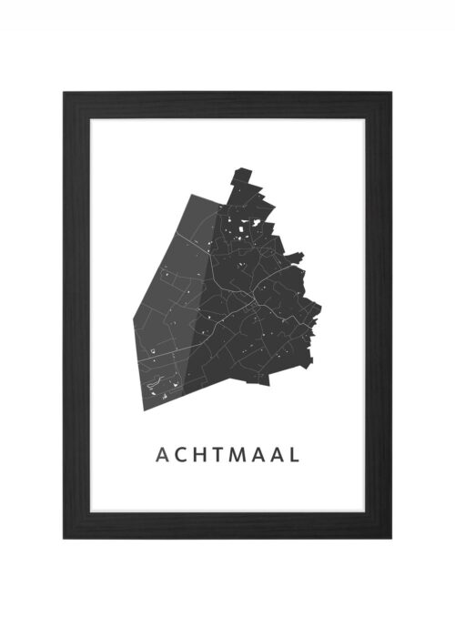 achtmaal kaart poster ingelijst in zwarte lijst
