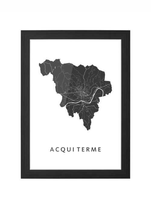 acqui terme kaart poster ingelijst in zwarte lijst
