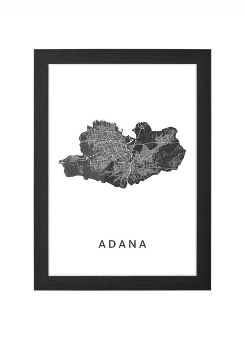 adana kaart poster ingelijst in zwarte lijst