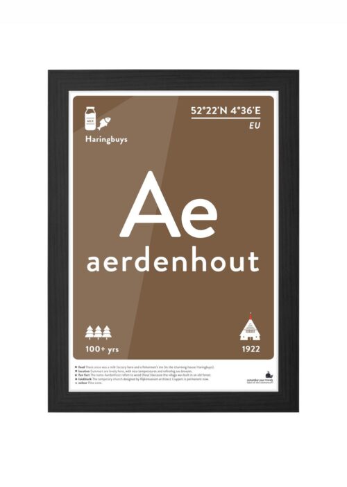 aerdenhout typografie poster ingelijst in zwarte lijst
