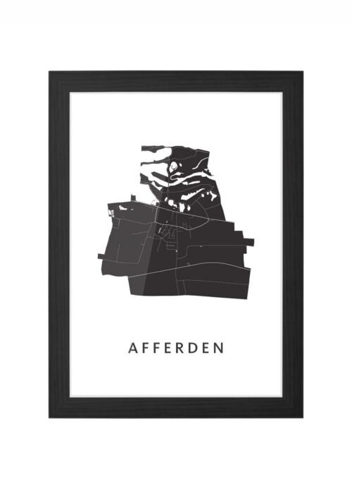 afferden kaart poster ingelijst in zwarte lijst