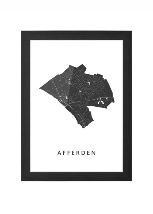 afferden kaart poster ingelijst in zwarte lijst