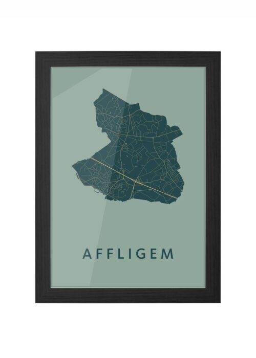 affligem stadskaart poster ingelijst in zwarte lijst