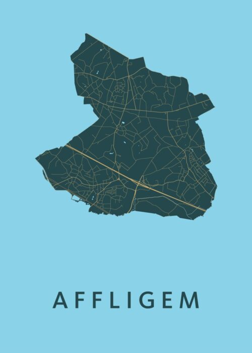Affligem Stadskaart poster Azure