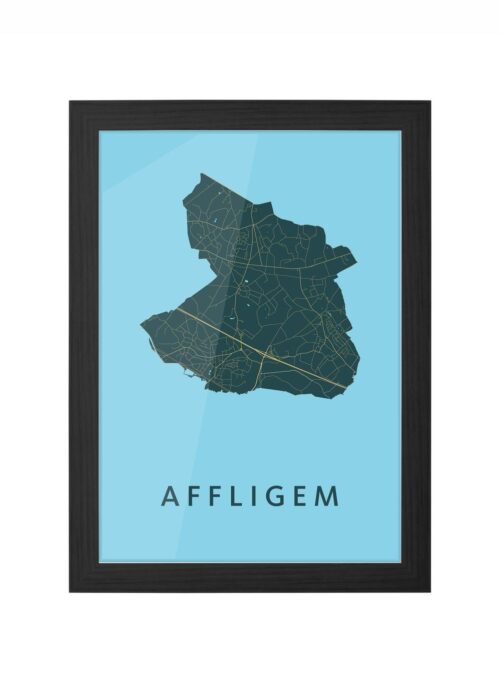 affligem stadskaart poster ingelijst in zwarte lijst