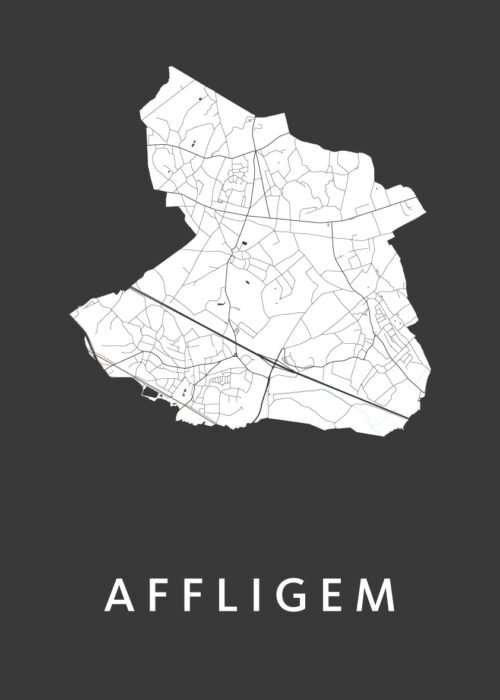 Affligem Stadskaart poster Black