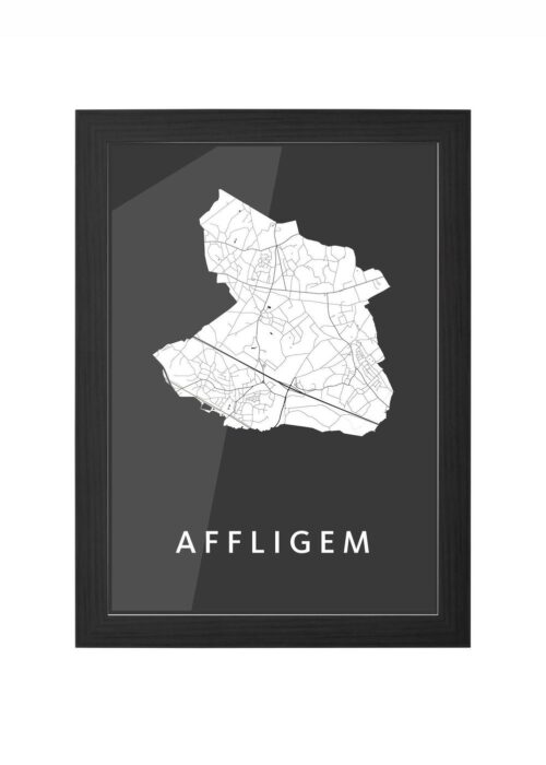 affligem stadskaart poster ingelijst in zwarte lijst