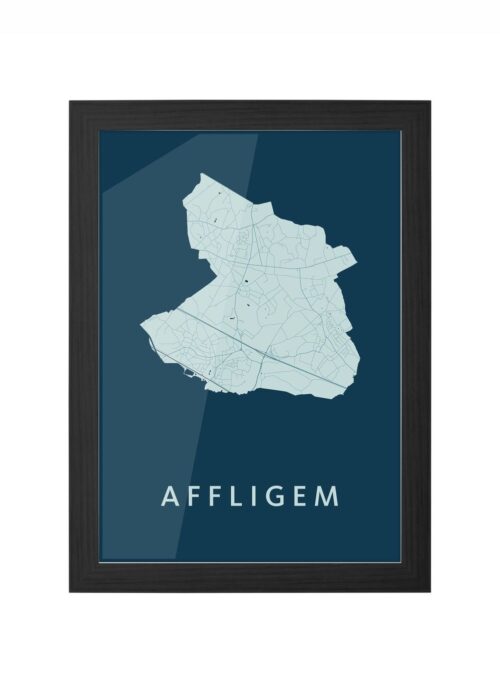 affligem stadskaart poster ingelijst in zwarte lijst