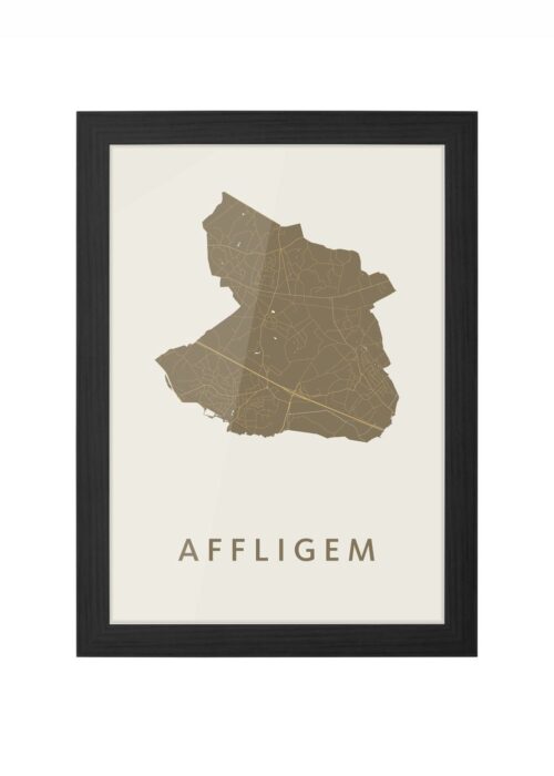 affligem stadskaart poster ingelijst in zwarte lijst