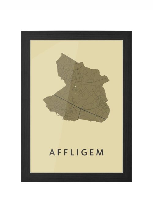 affligem stadskaart poster ingelijst in zwarte lijst