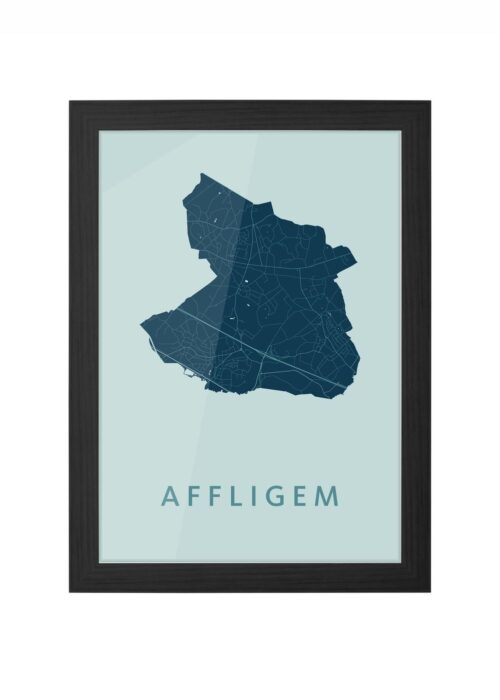 affligem stadskaart poster ingelijst in zwarte lijst