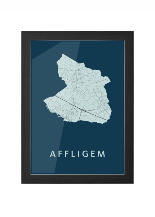 affligem stadskaart poster ingelijst in zwarte lijst