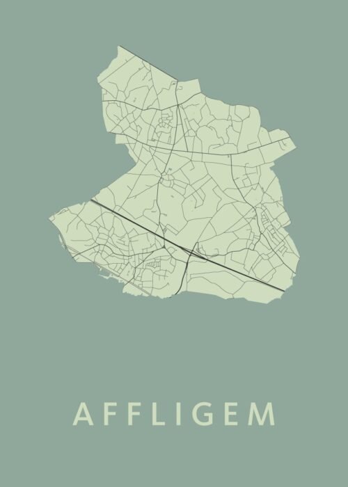 Affligem Stadskaart poster Olive
