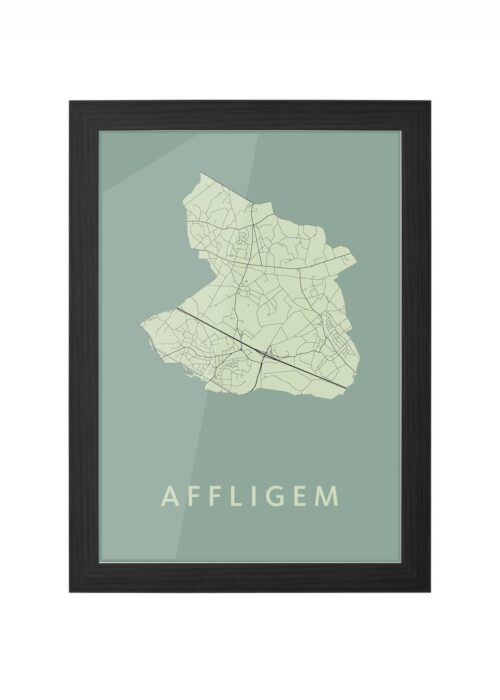 affligem stadskaart poster ingelijst in zwarte lijst
