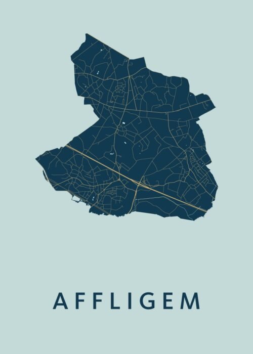 Affligem Stadskaart poster Prussian