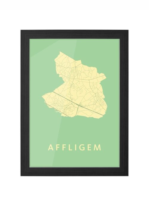 affligem stadskaart poster ingelijst in zwarte lijst