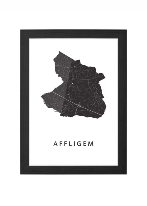 affligem stadskaart poster ingelijst in zwarte lijst