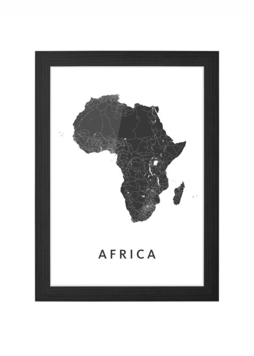Africa kaart ingelijst in zwarte lijst