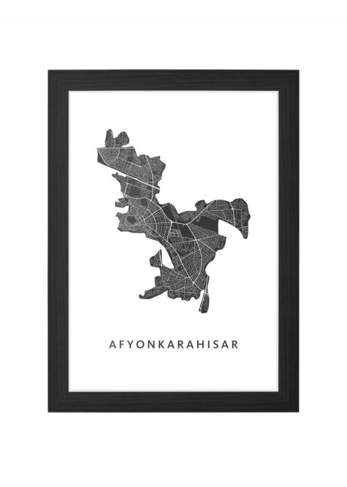 afyonkarahisar kaart poster ingelijst in zwarte lijst