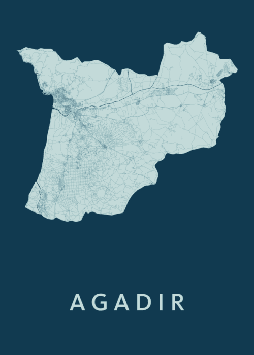 Agadir Stadskaart - Feldgrau poster