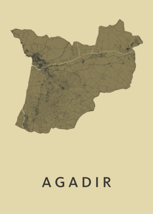 Agadir Stadskaart - GoldenRod poster