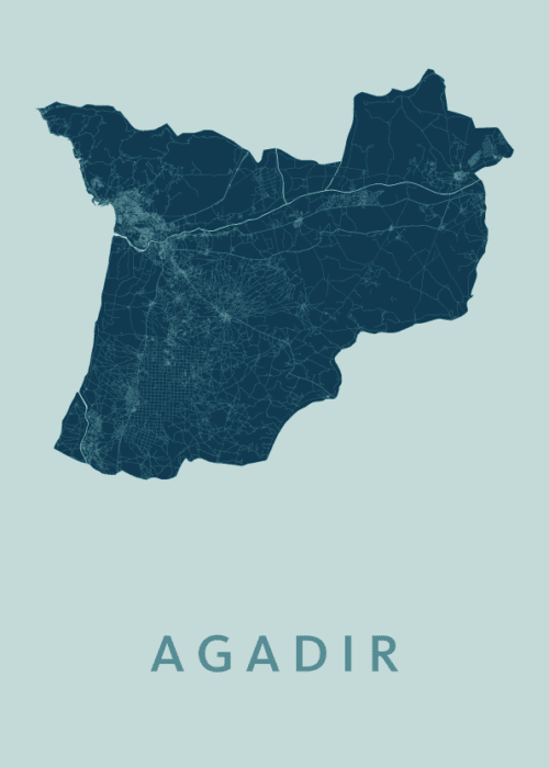 Agadir Stadskaart - Mint poster