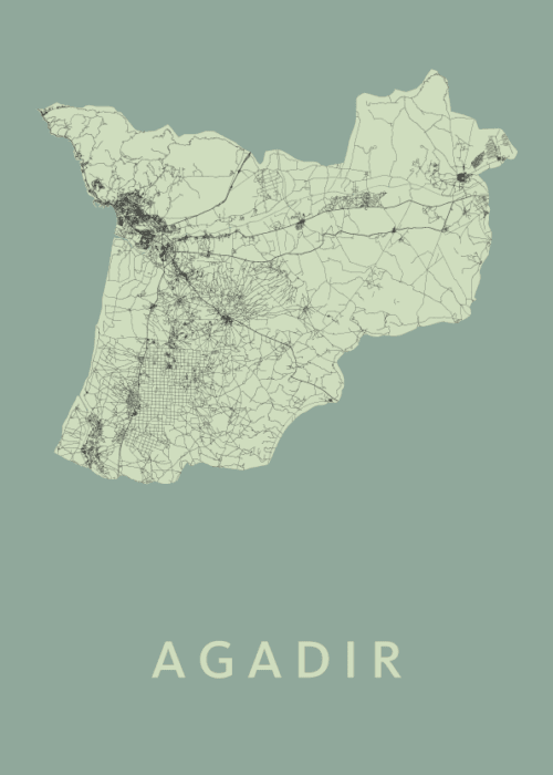 Agadir Stadskaart - Olive poster