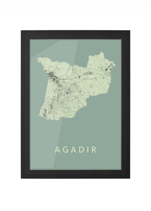 agadir stadskaart poster ingelijst in zwarte lijst
