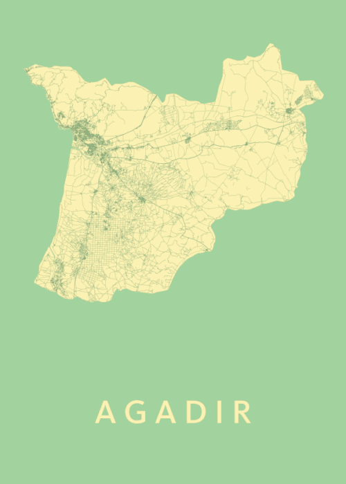 Agadir Stadskaart - Spring poster