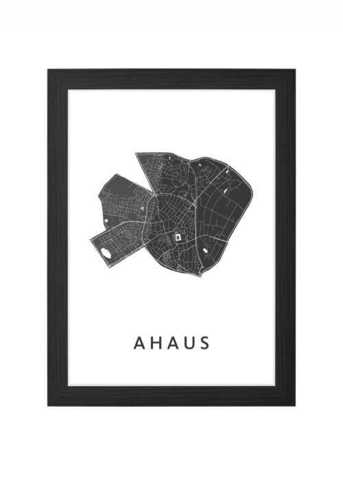 ahaus kaart poster ingelijst in zwarte lijst