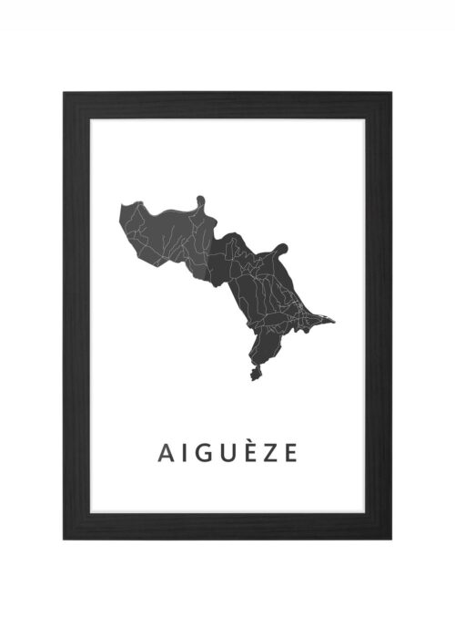 aiguèze kaart poster ingelijst in zwarte lijst