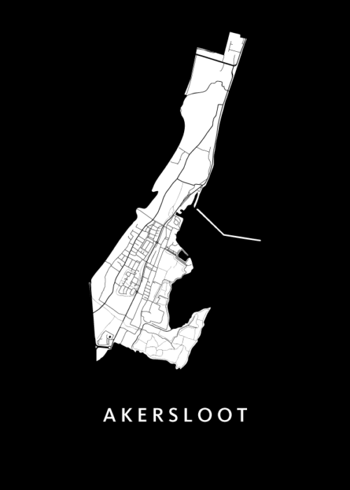 Akersloot Stadskaart poster Black