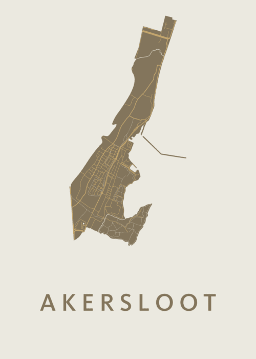 Akersloot Stadskaart poster Gold