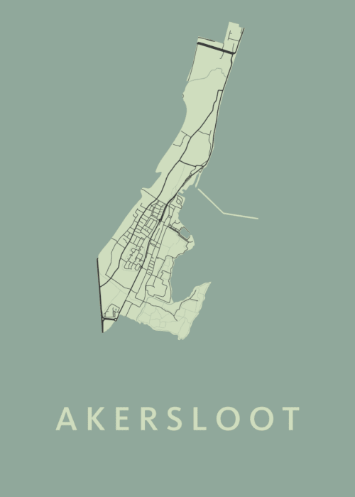 Akersloot Stadskaart poster Olive