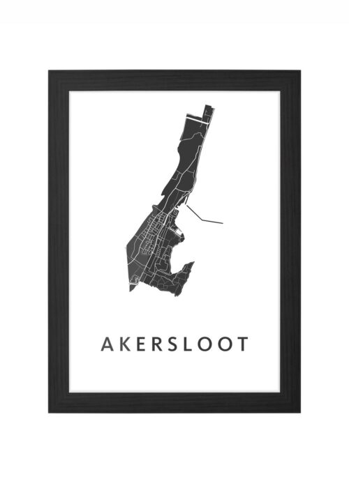 akersloot stadskaart poster ingelijst in zwarte lijst