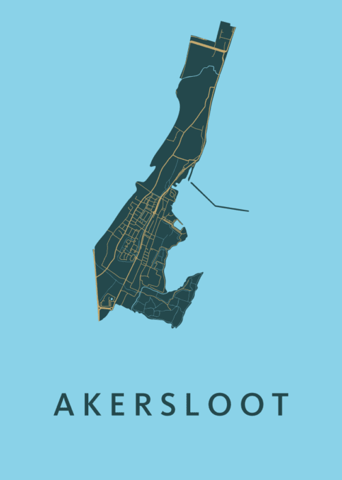 Akersloot Stadskaart poster Azure