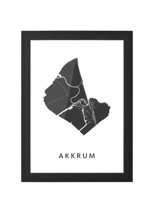 akkrum kaart poster ingelijst in zwarte lijst