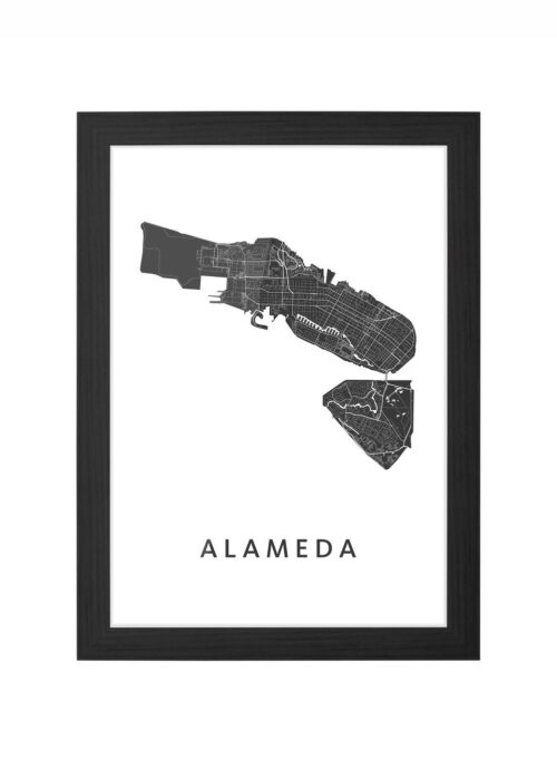 alameda kaart poster ingelijst in zwarte lijst