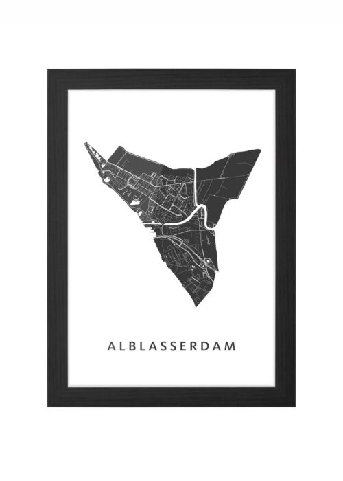 alblasserdam kaart poster ingelijst in zwarte lijst