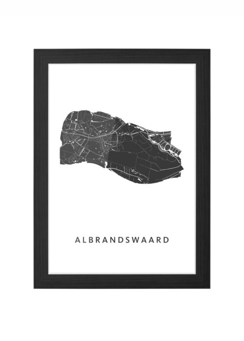 albrandswaard kaart poster ingelijst in zwarte lijst