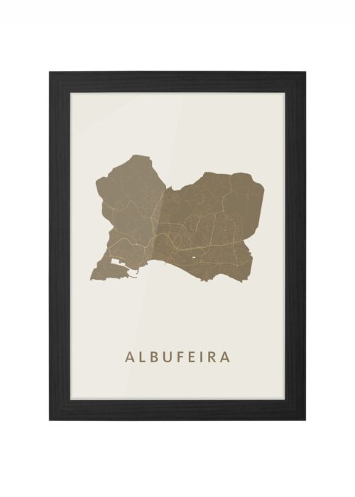 albufeira stadskaart poster ingelijst in zwarte lijst