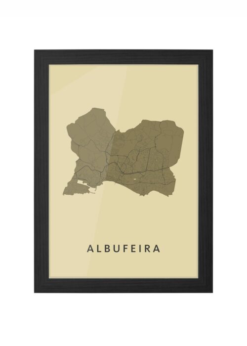 albufeira stadskaart poster ingelijst in zwarte lijst