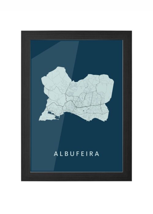 albufeira stadskaart poster ingelijst in zwarte lijst