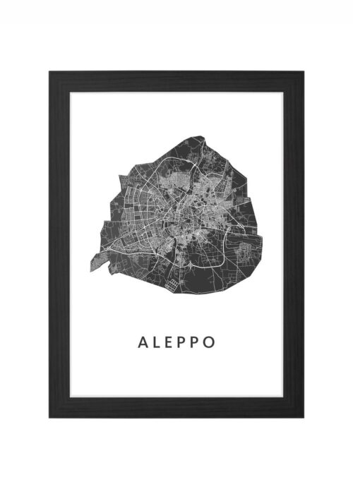 aleppo kaart poster ingelijst in zwarte lijst