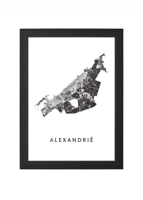 alexandrië kaart poster ingelijst in zwarte lijst