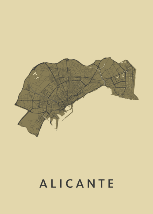 Alicante Stadskaart - GoldenRod poster