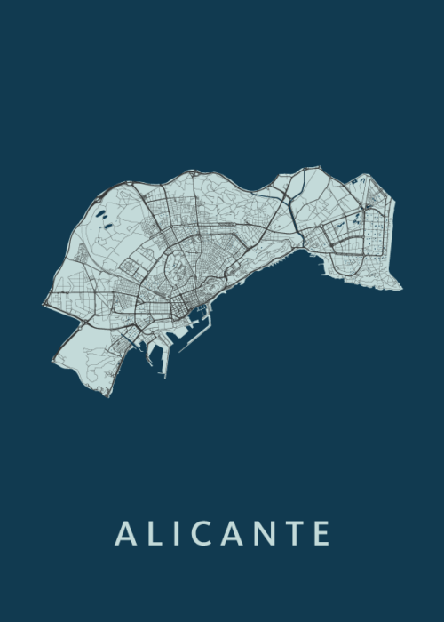 Alicante Stadskaart - Navy poster