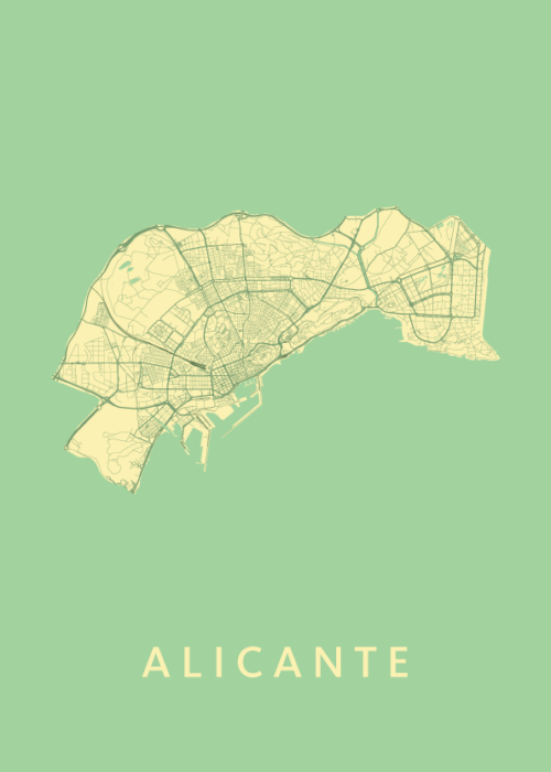 Alicante Stadskaart - Spring poster