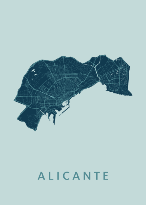 Alicante Stadskaart - Mint poster